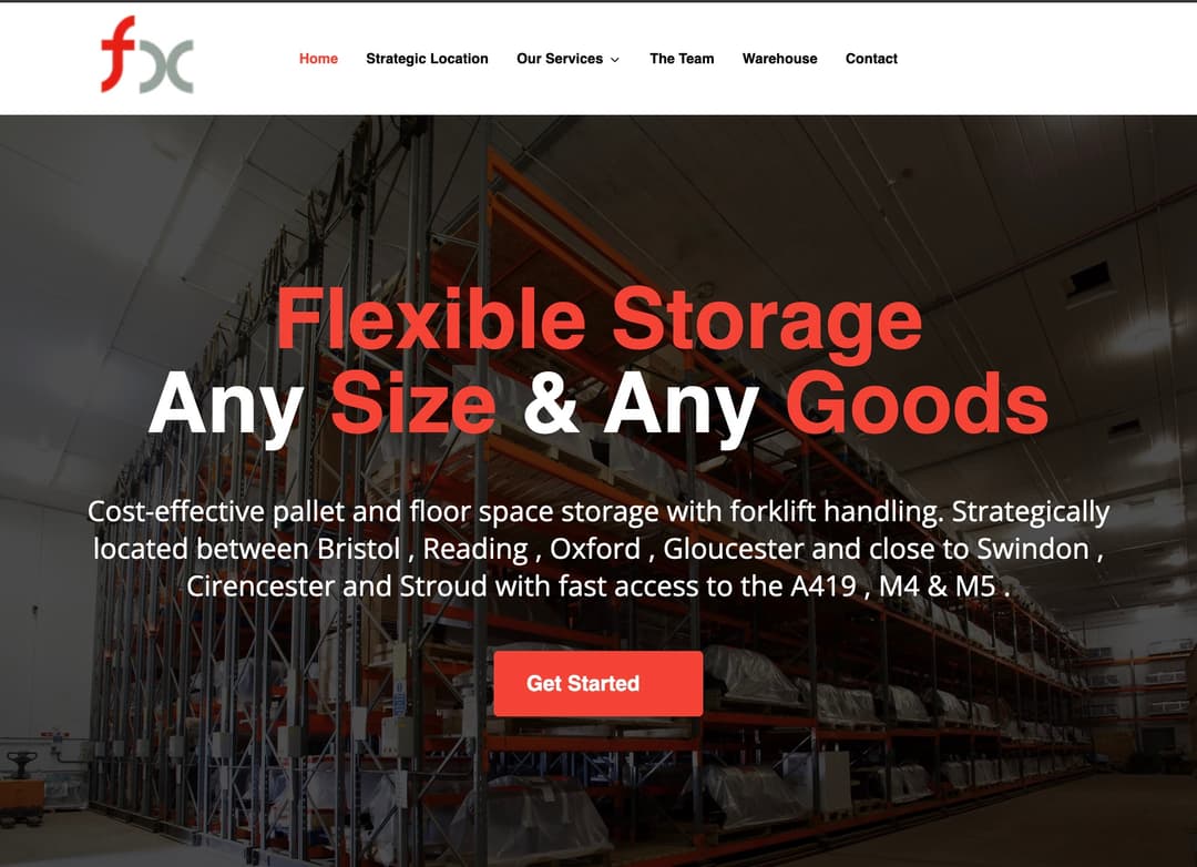 Modern logistics website design for Flex Storage