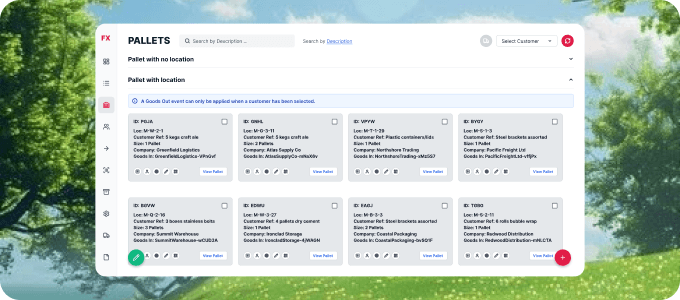 The pallet tracking system AppSphere built for The Flexstorage
